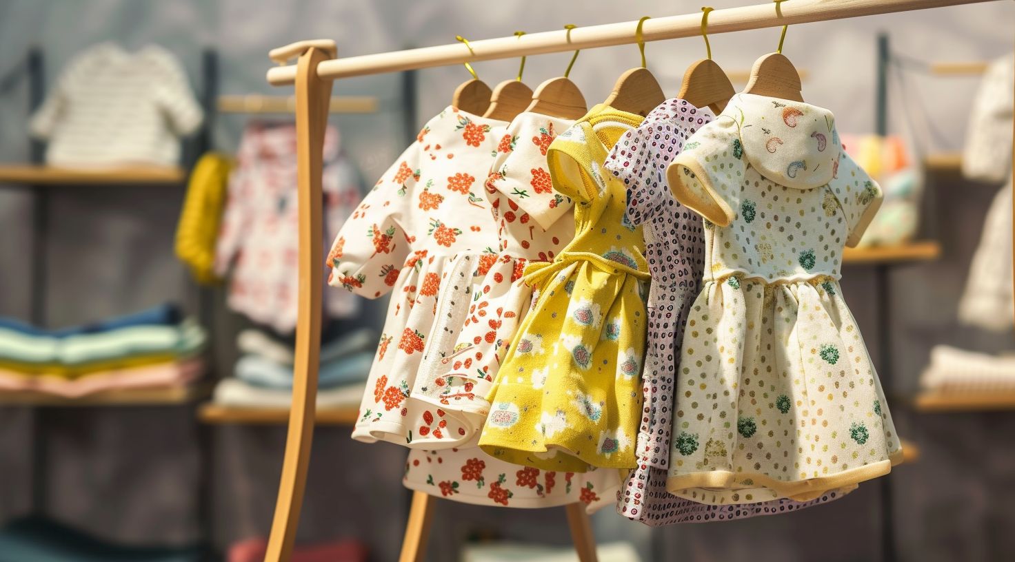 adorable newborn clothes on rack